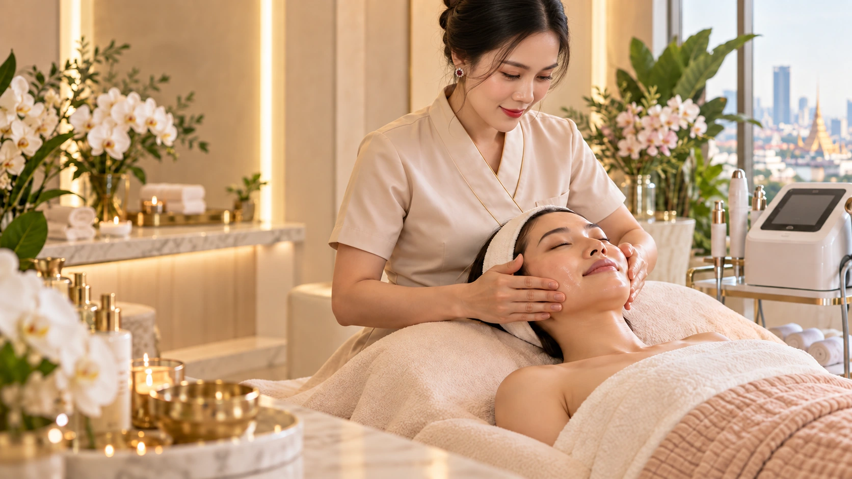 Master Nari in a facial care scene